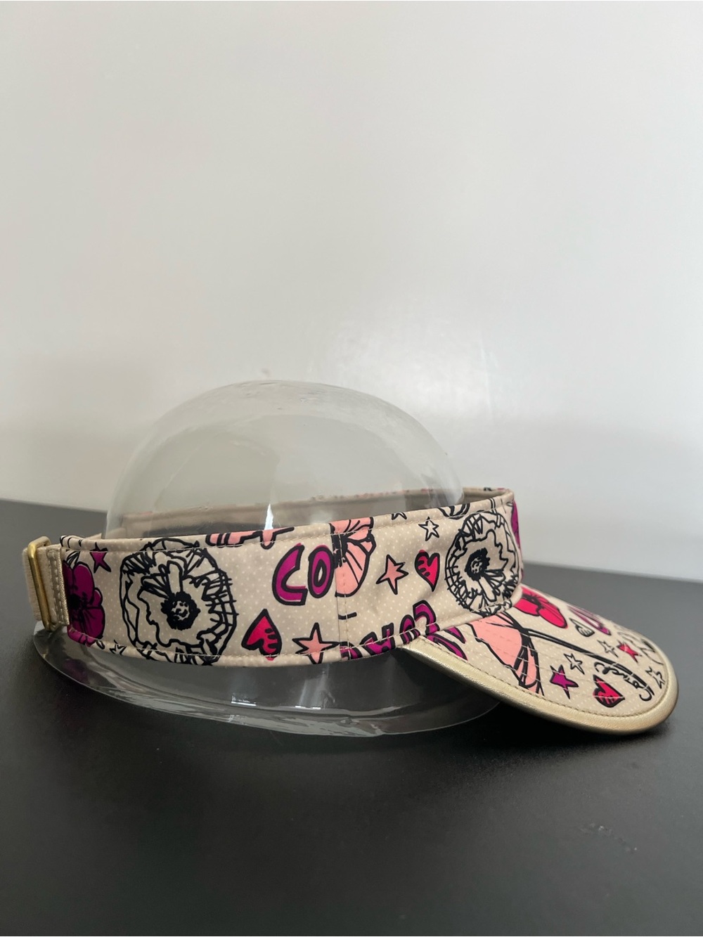 Coach Pink Floral Doodle Visor on Cream - Picture 5 of 7